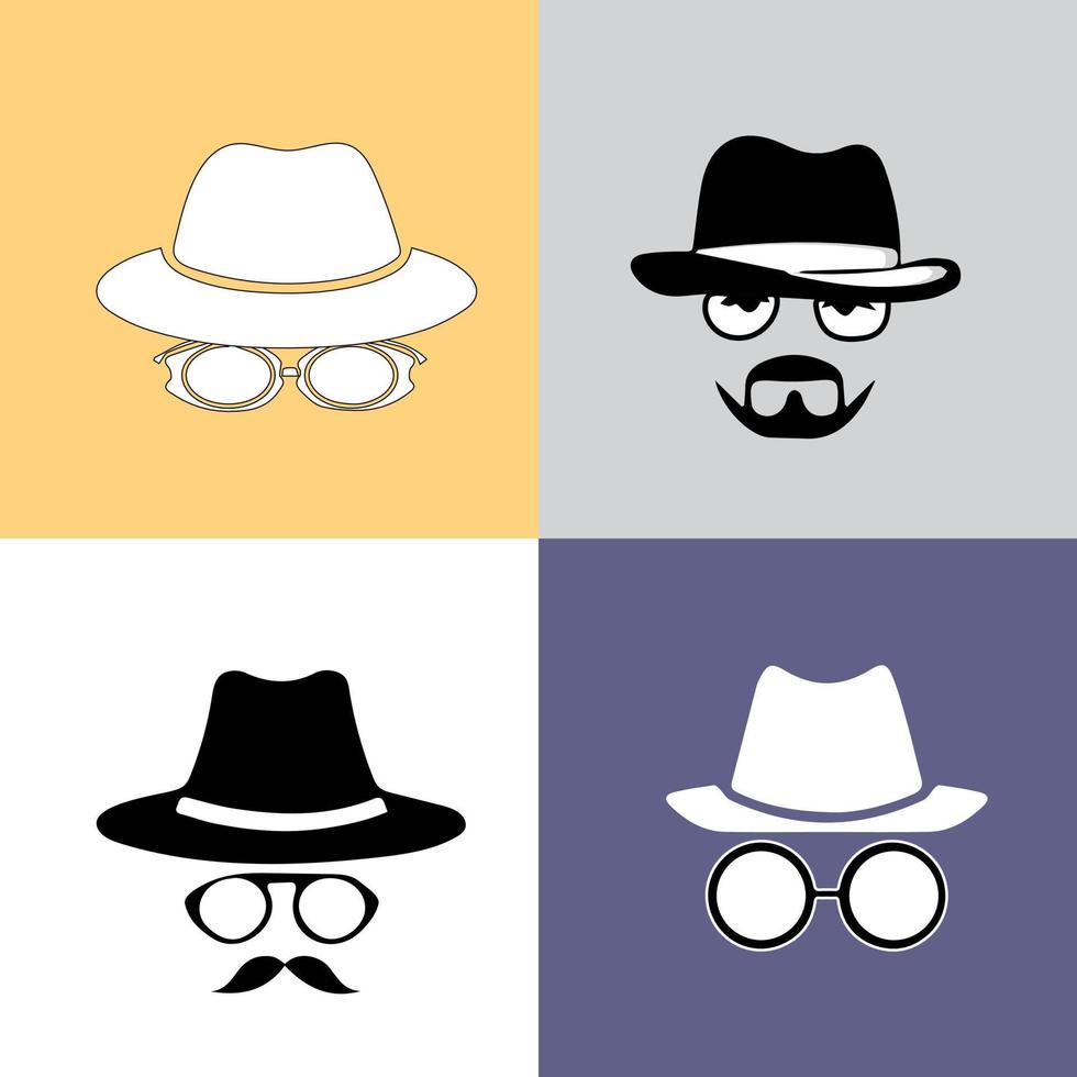 Incognito Icon Man woman face with glasses Black and White Vector Graphic. Spy agent line and glyph icon, security and detective, hacker sign vector graphics, editable stroke linear icon