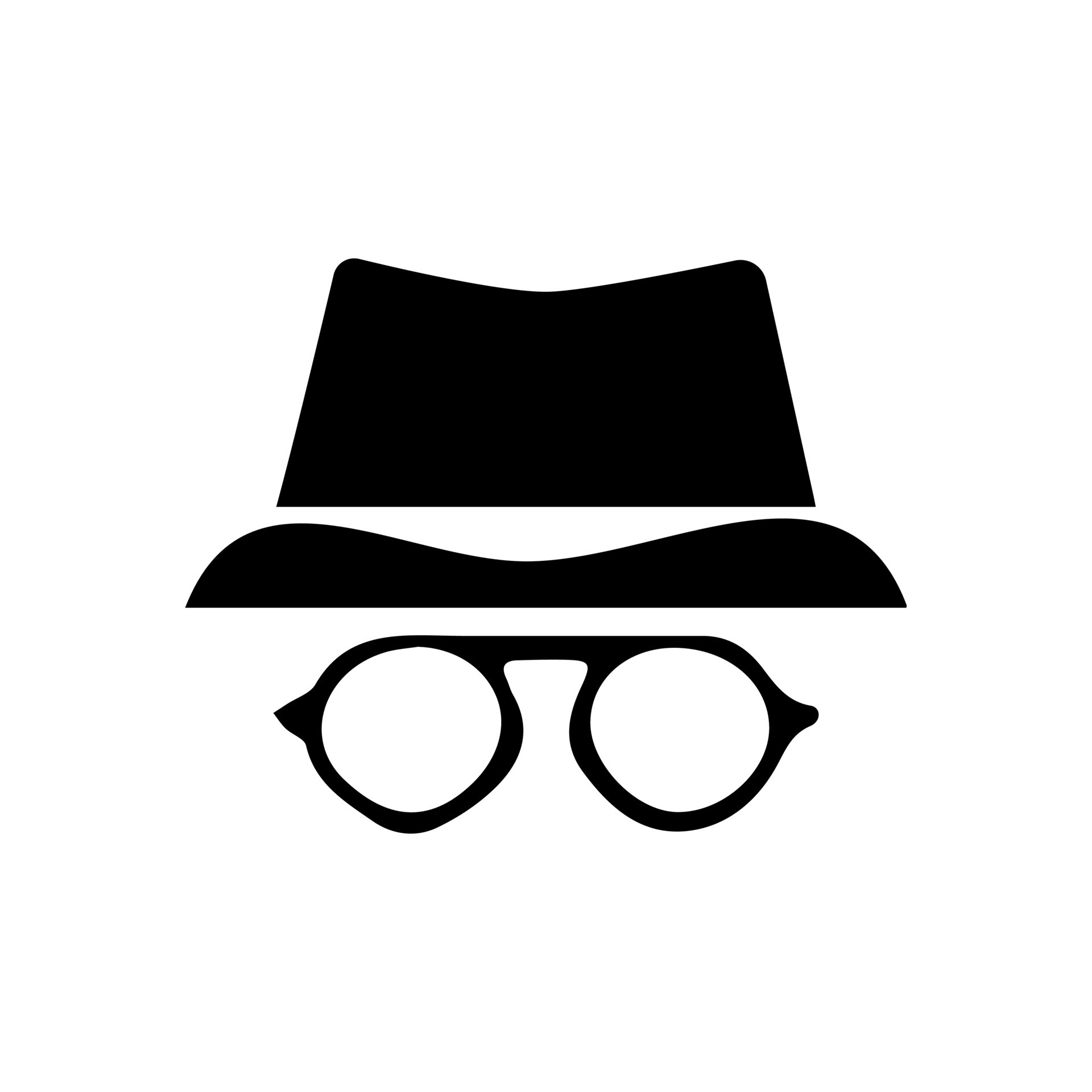 Incognito Icon Man woman face with glasses Black and White Vector