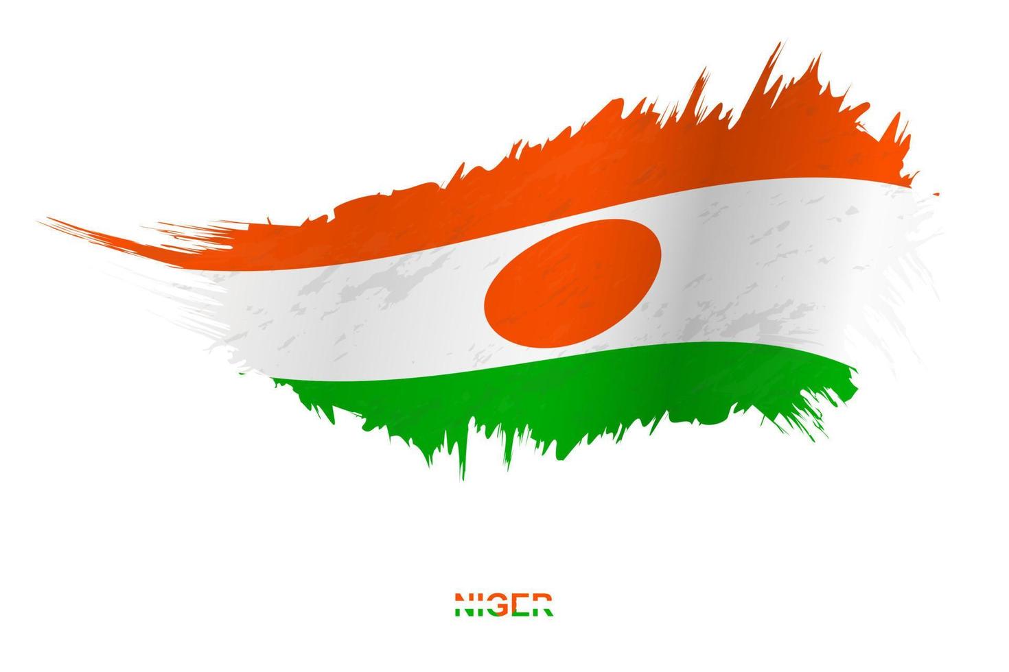 Flag of Niger in grunge style with waving effect. vector