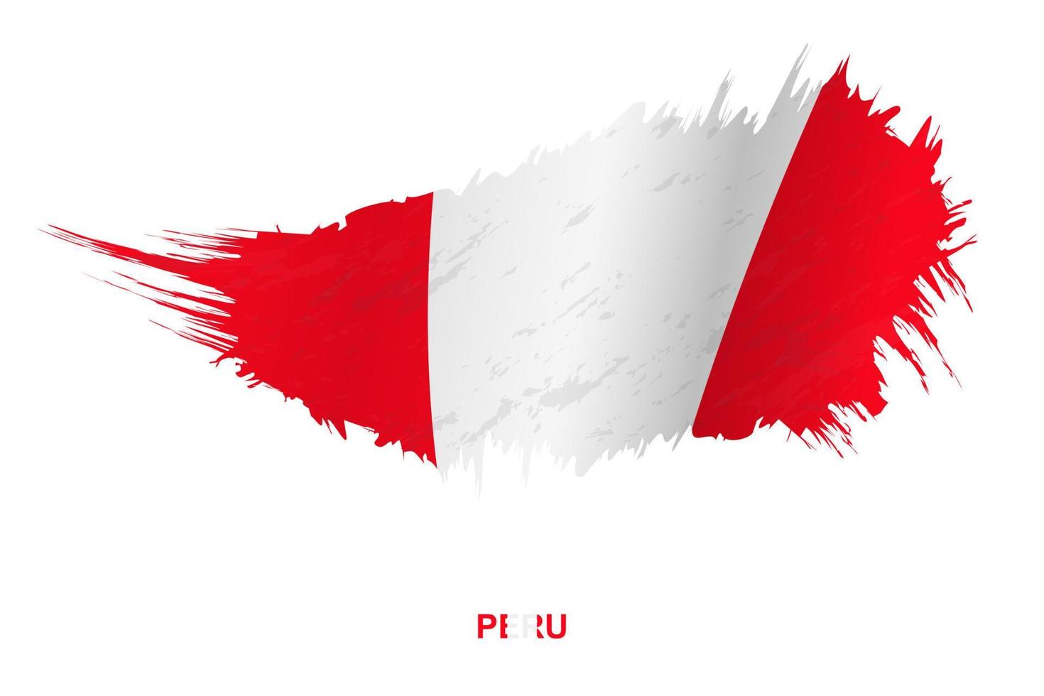 Flag of Peru in grunge style with waving effect. vector