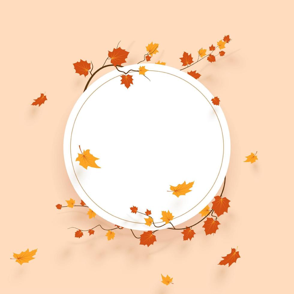 Fall background with leaves. Autumnal free white frame vector