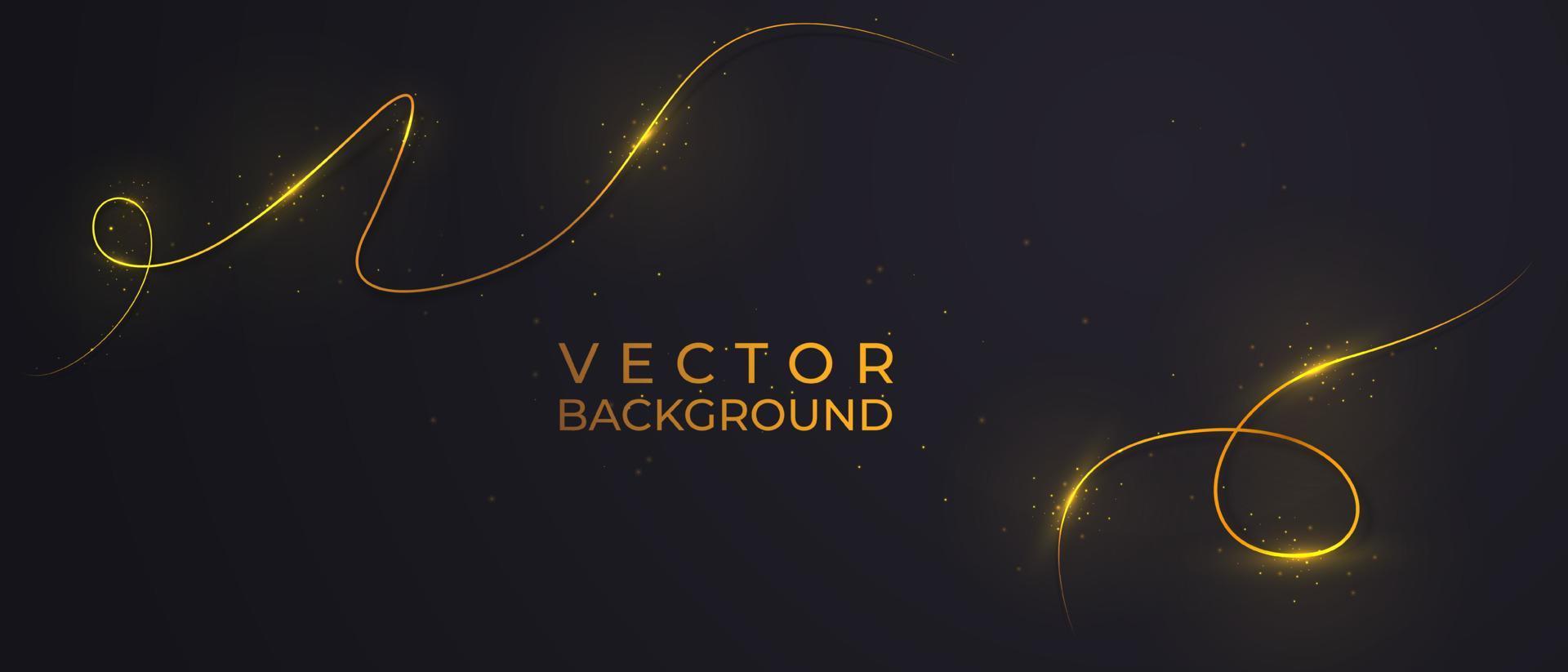 Two golden lines with light effects. Isolated on black transparent background. Vector illustration, eps 10.