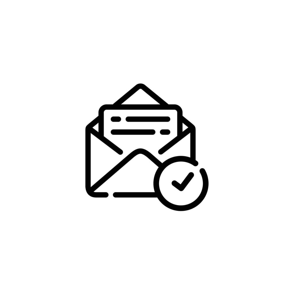 Email check mark line icon. Message check mark icon vector