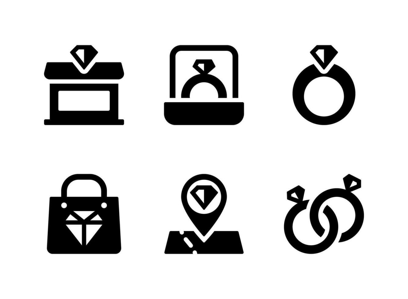 Simple Set of Jewelry Related Vector Solid Icons.