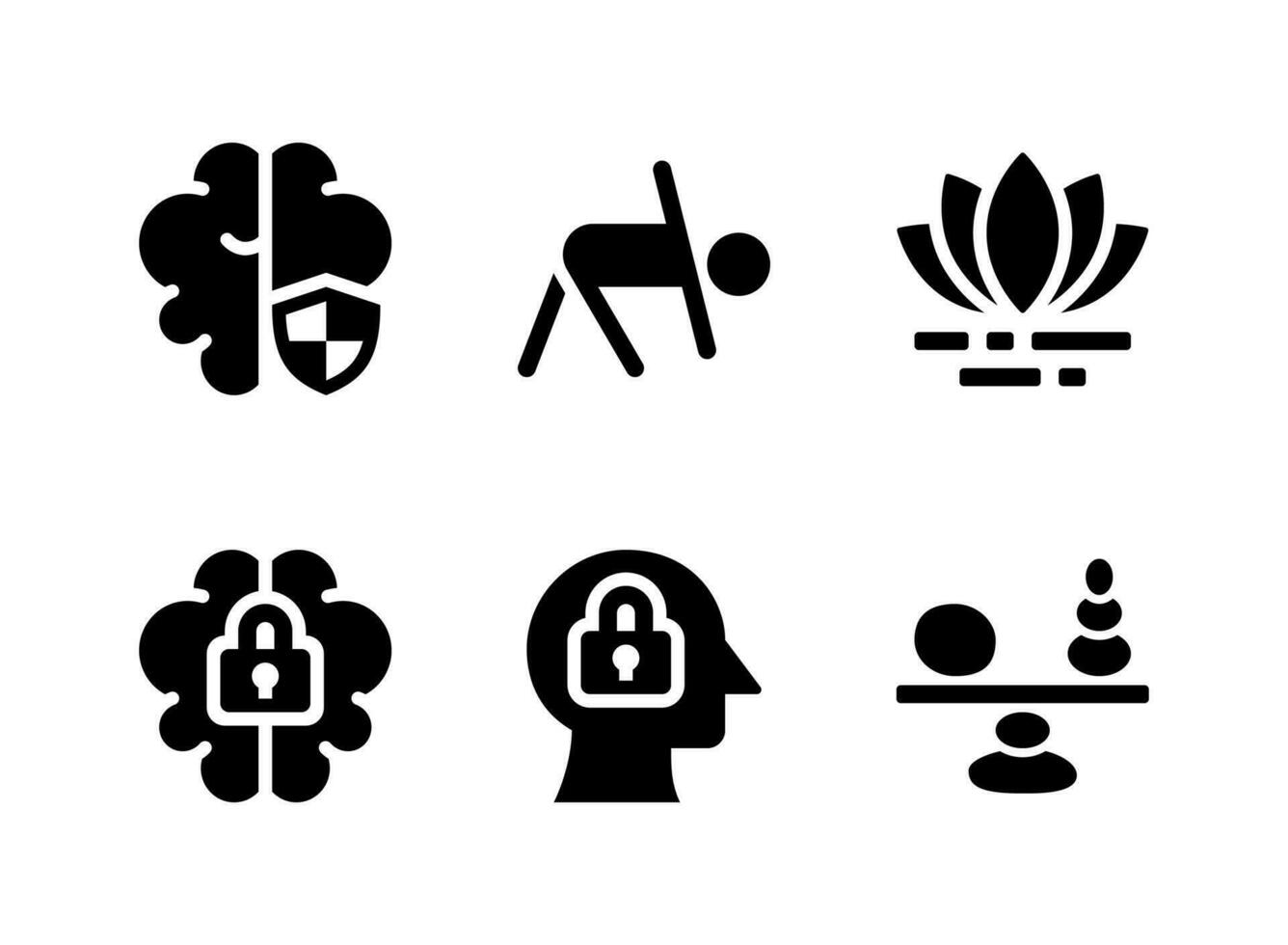 Simple Set of Mental Health Related Vector Solid Icons