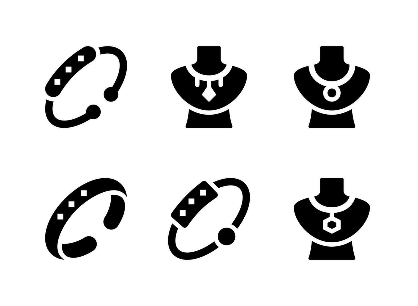 conjunto simple de iconos sólidos vectoriales relacionados con joyas. vector