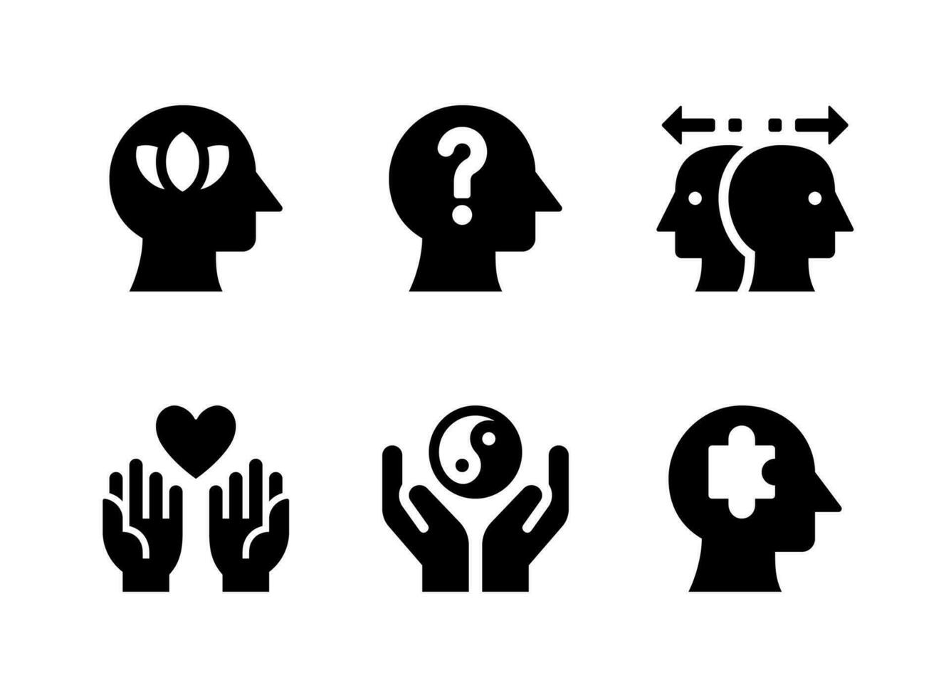 Simple Set of Mental Health Related Vector Solid Icons