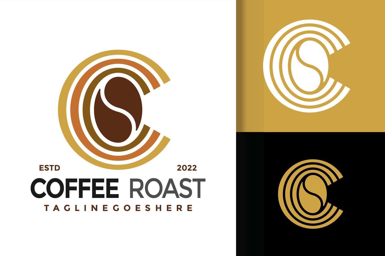 diseño de logotipo de asado de café con letra c, vector de logotipos de identidad de marca, logotipo moderno, plantilla de ilustración vectorial de diseños de logotipos