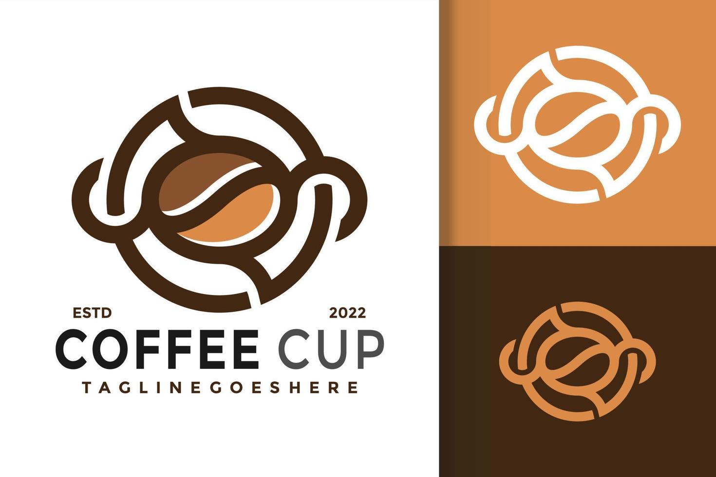 diseño de logotipo de taza de café, vector de logotipos de identidad de marca, logotipo moderno, plantilla de ilustración vectorial de diseños de logotipos