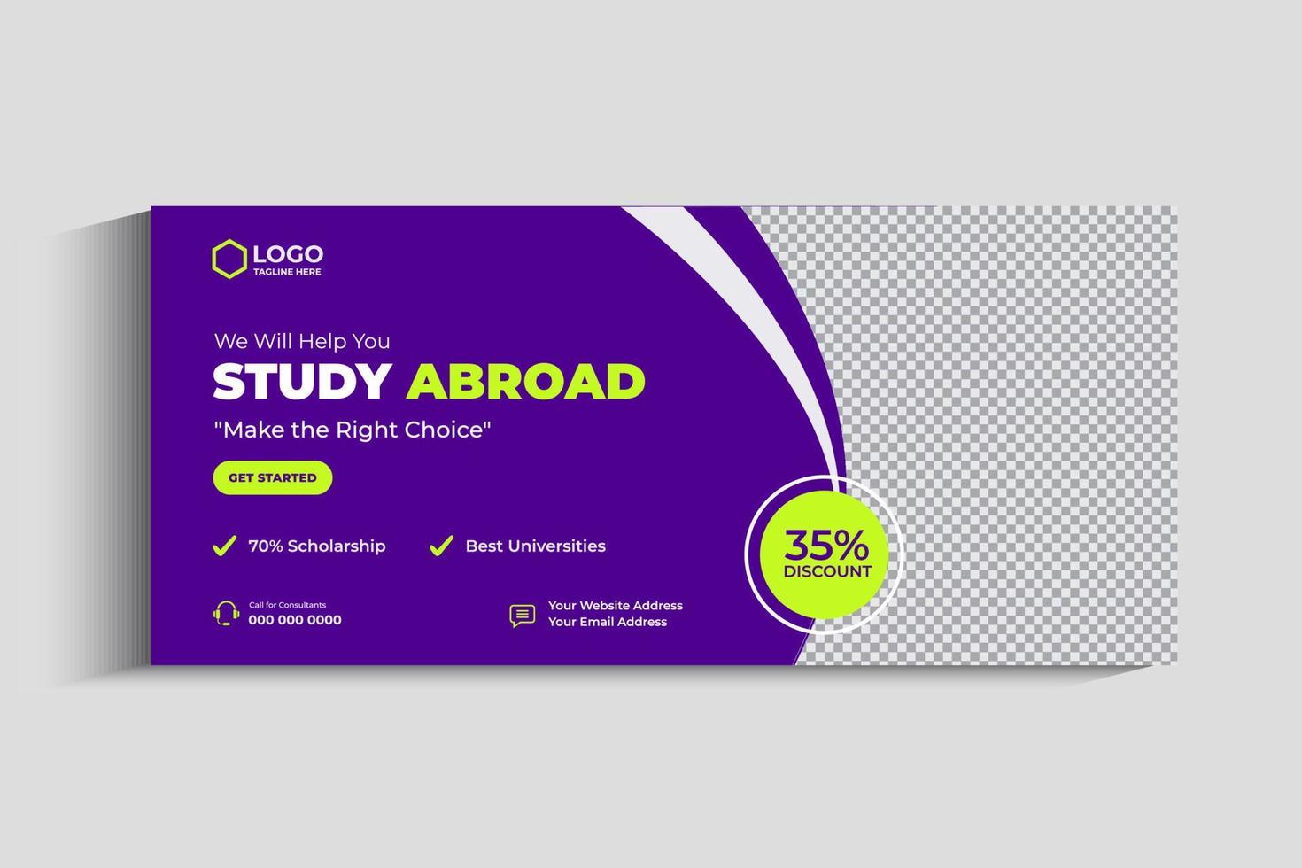 Study abroad social media cover or education banner template vector