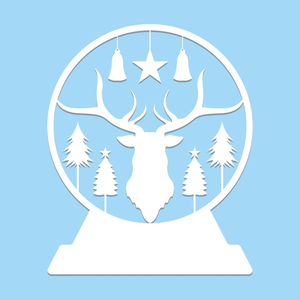 Christmas Snow Globe Paper Cut vector