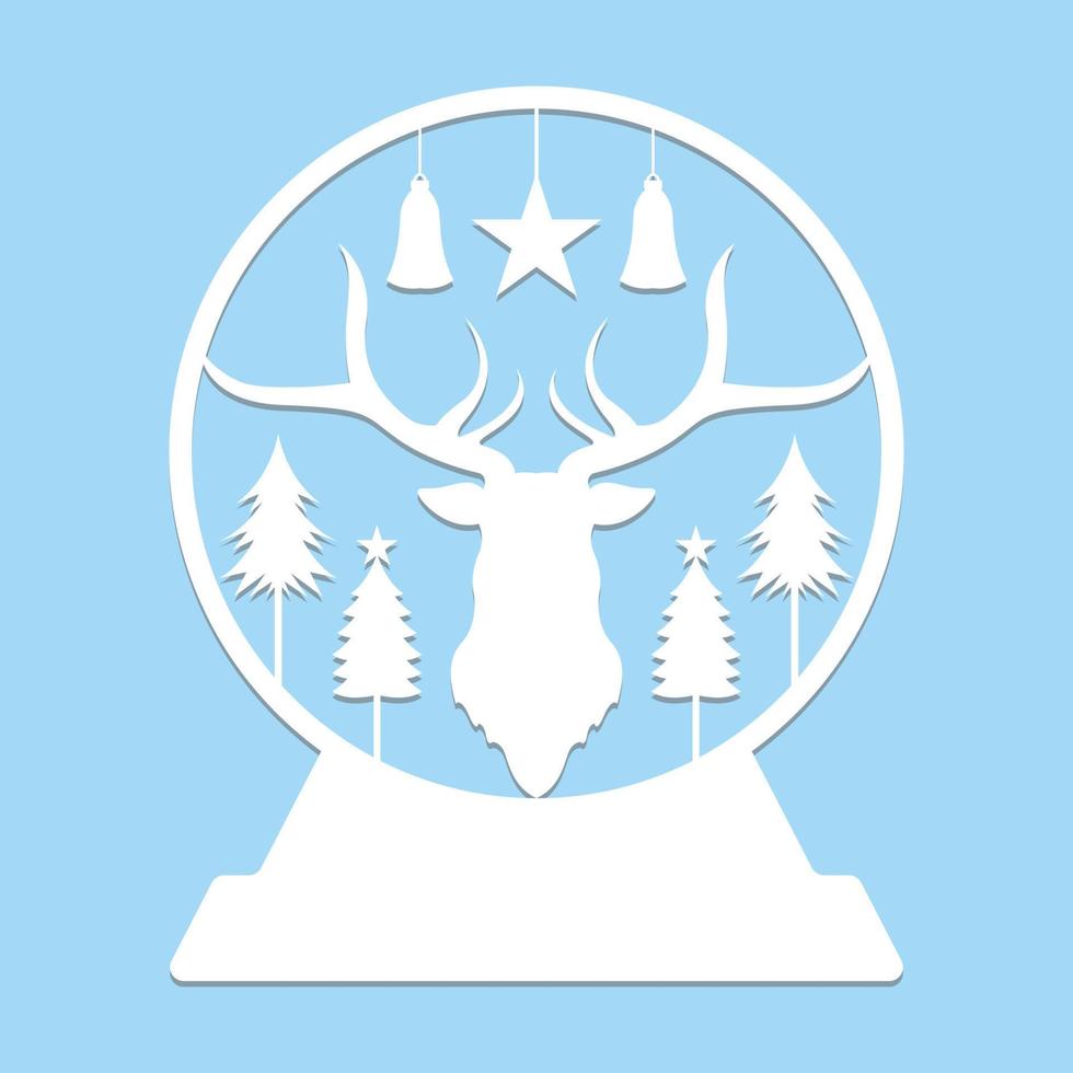 Christmas Snow Globe Paper Cut vector