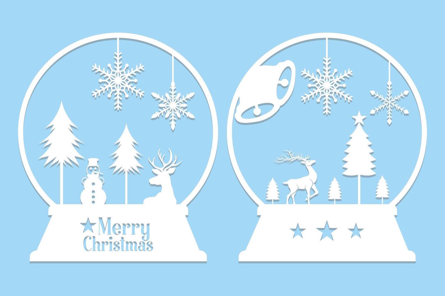 Christmas Snow Globe Paper Cut vector