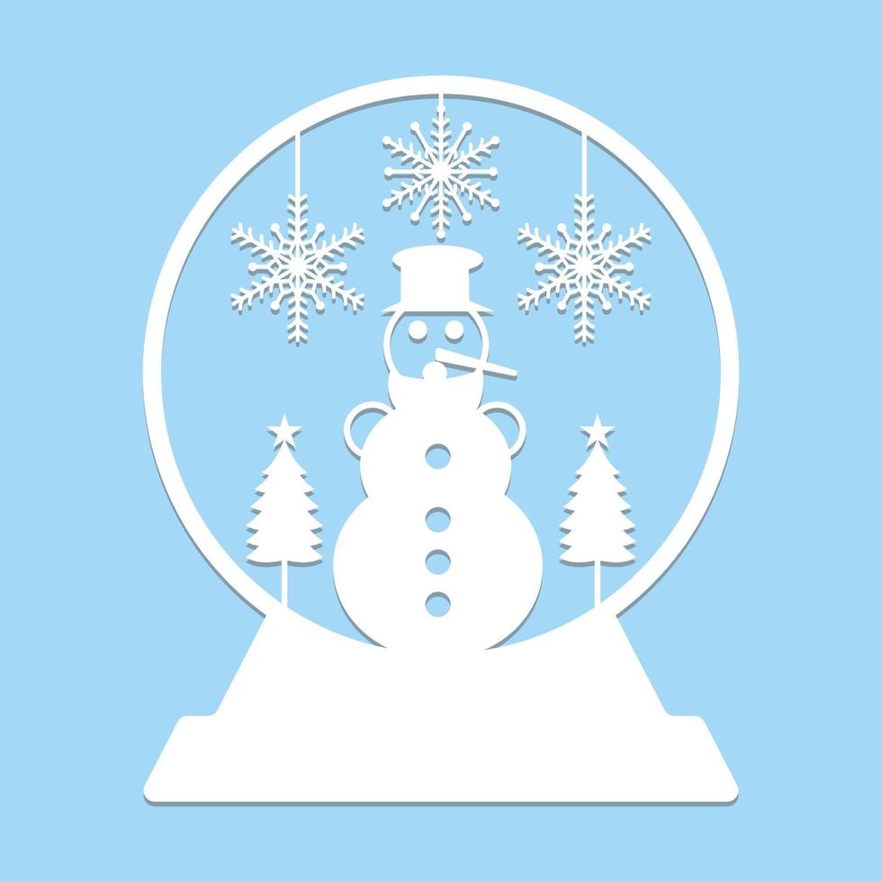 Christmas Snow Globe Paper Cut vector