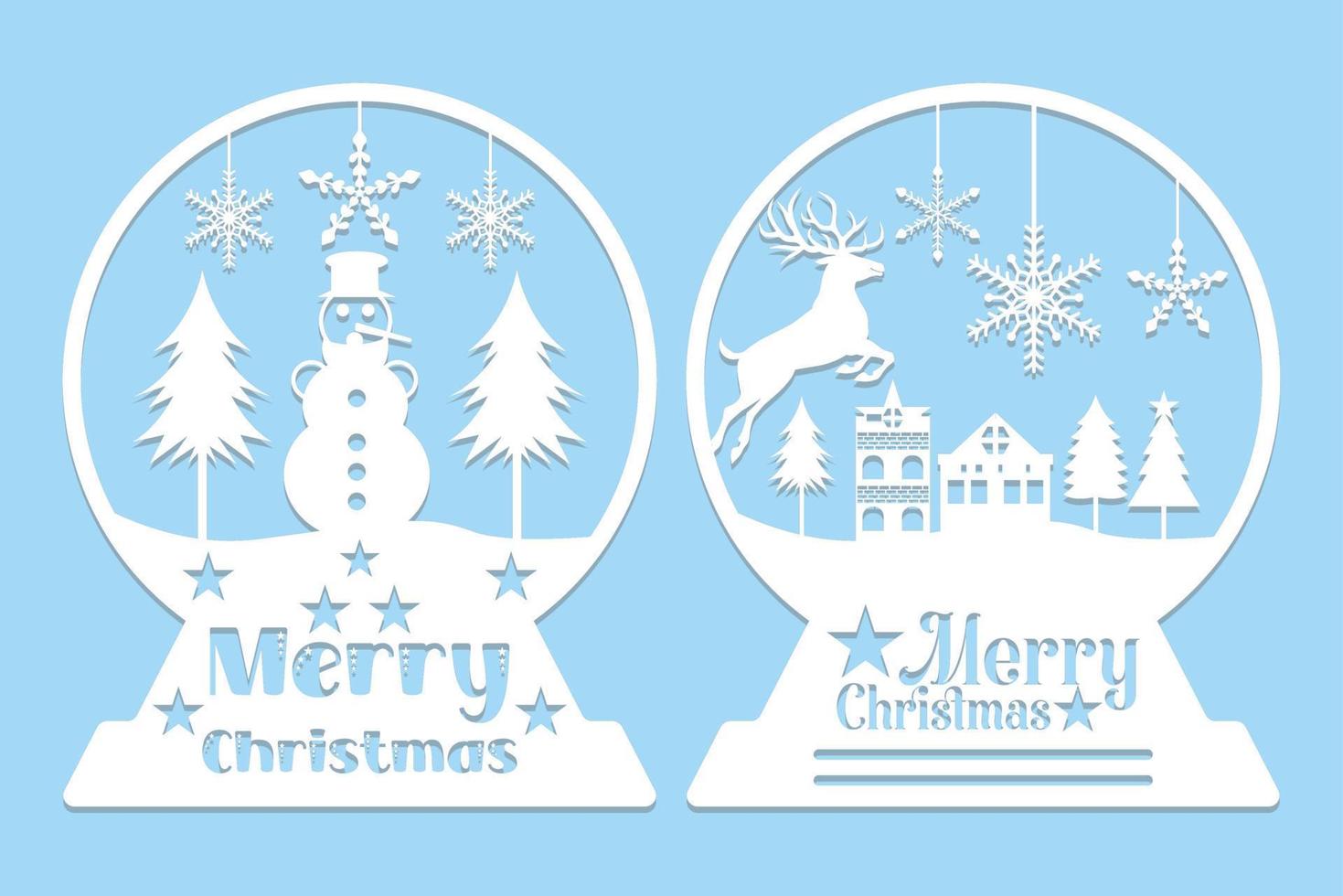 Christmas Snow Globe Paper Cut vector