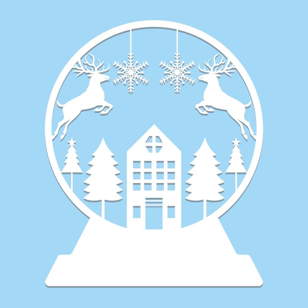 Christmas Snow Globe Paper Cut vector