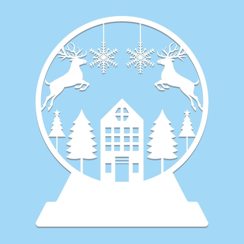 Christmas Snow Globe Paper Cut vector