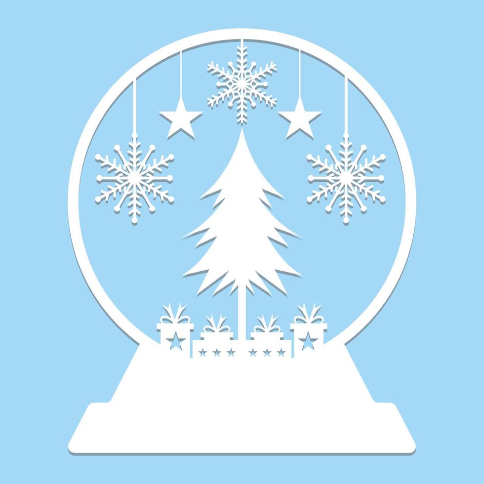 Christmas Snow Globe Paper Cut vector