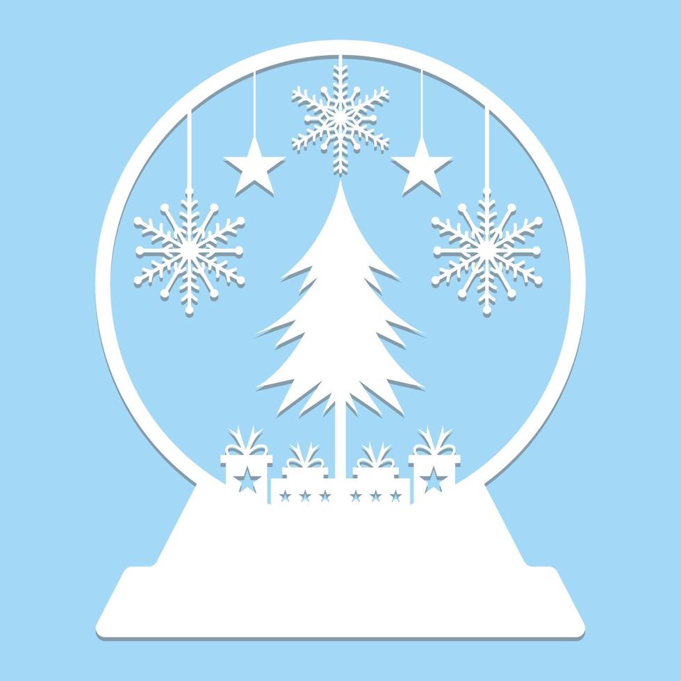 Christmas Snow Globe Paper Cut vector