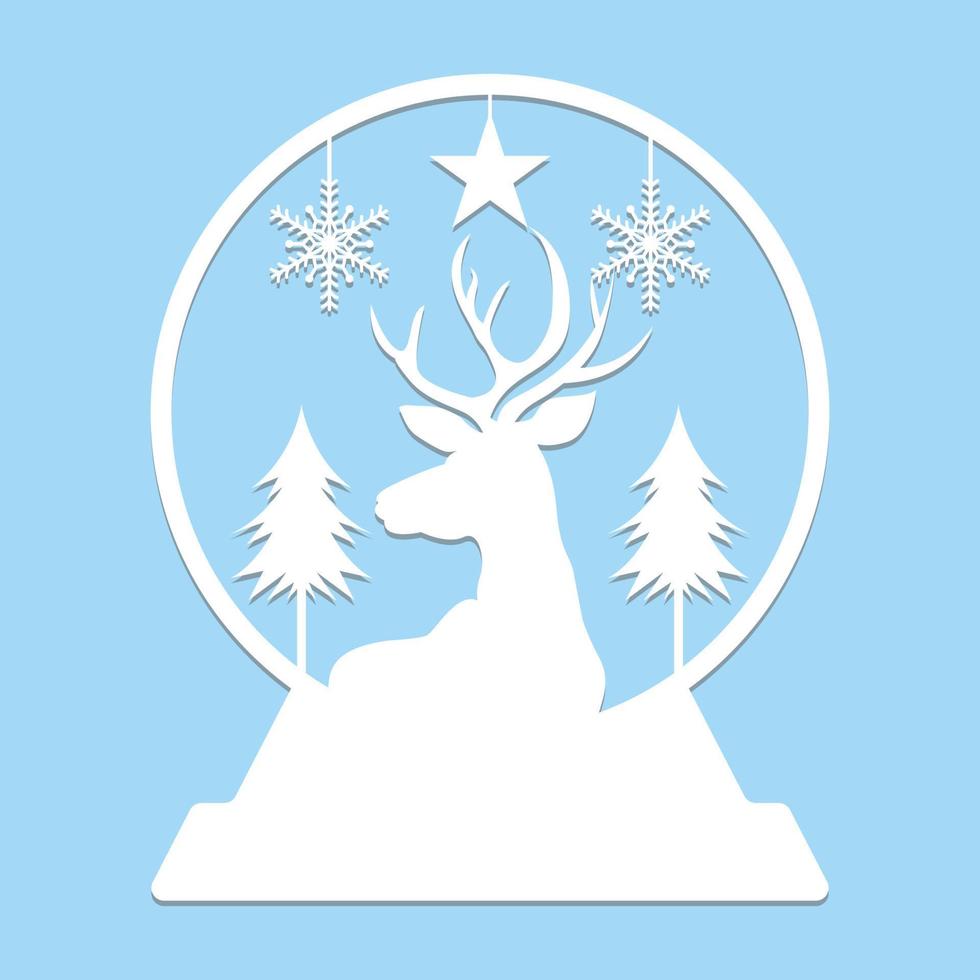 Christmas Snow Globe Paper Cut vector