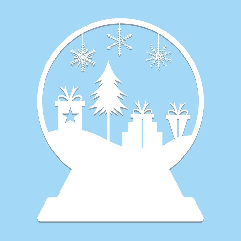 Christmas Snow Globe Paper Cut vector