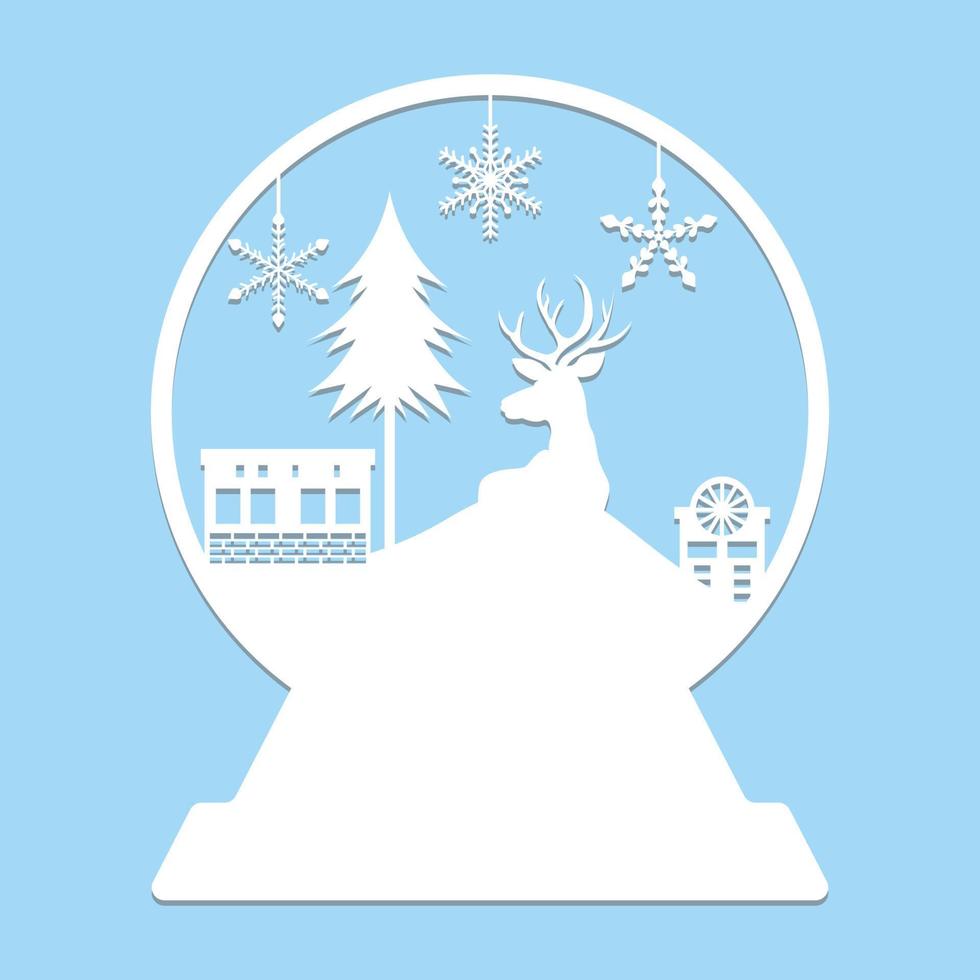 Christmas Snow Globe Paper Cut vector