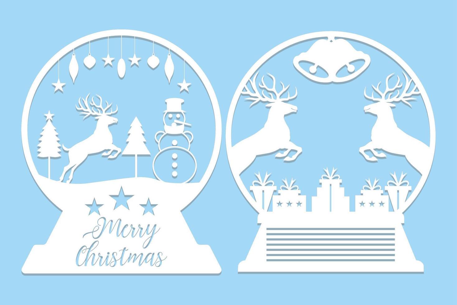 Christmas Snow Globe Paper Cut vector