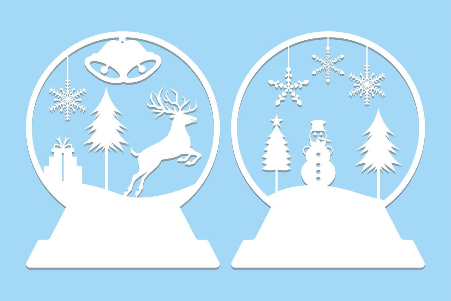 corte de papel de globo de nieve de navidad vector