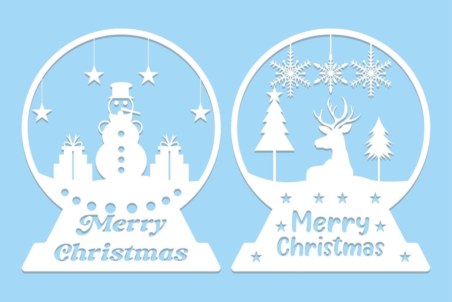 Christmas Snow Globe Paper Cut vector