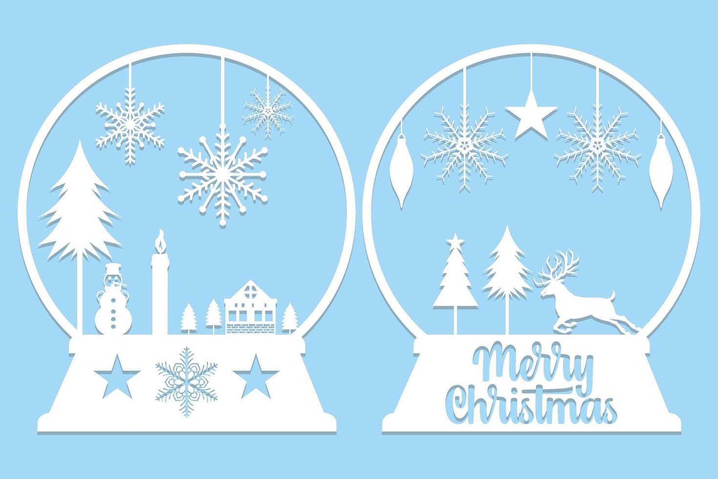 Christmas Snow Globe Paper Cut vector