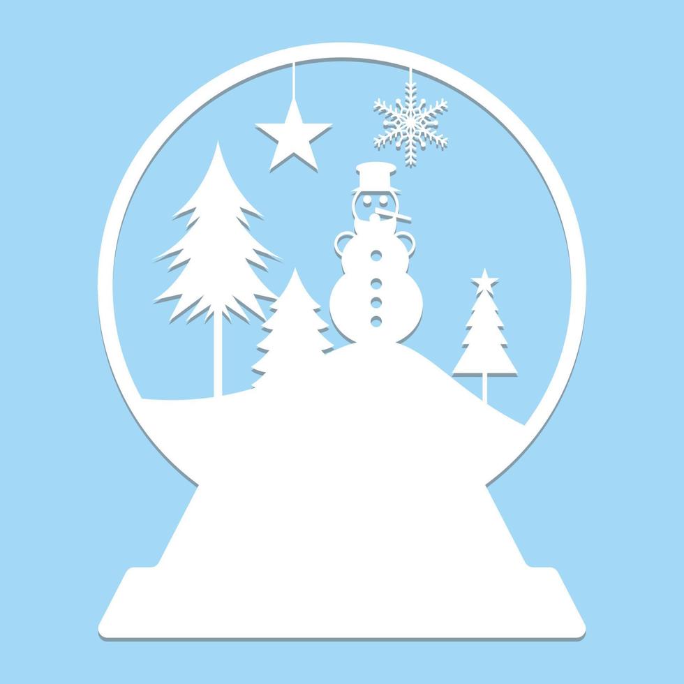 Christmas Snow Globe Paper Cut vector