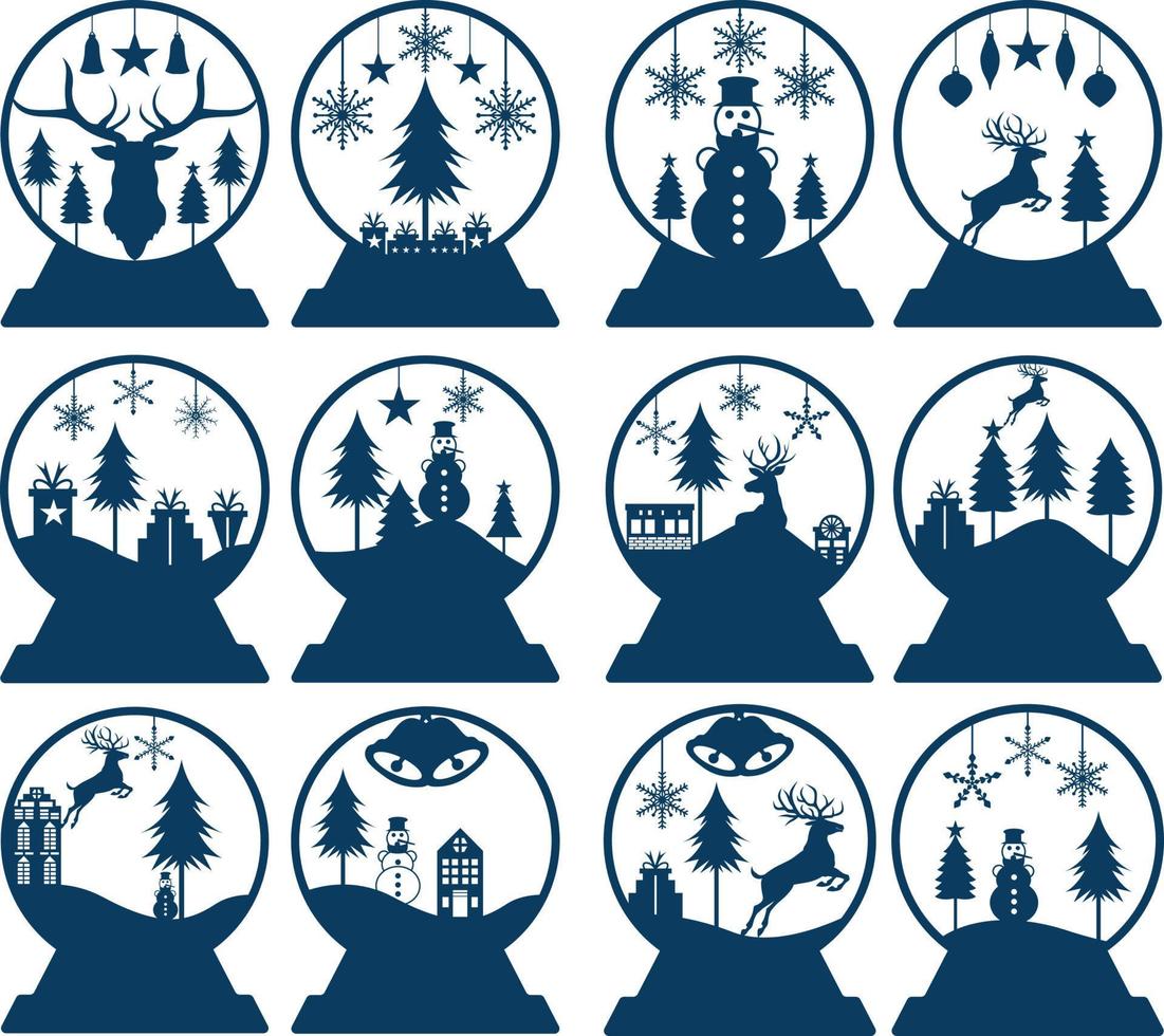 Christmas Snow Globe Paper Cut vector