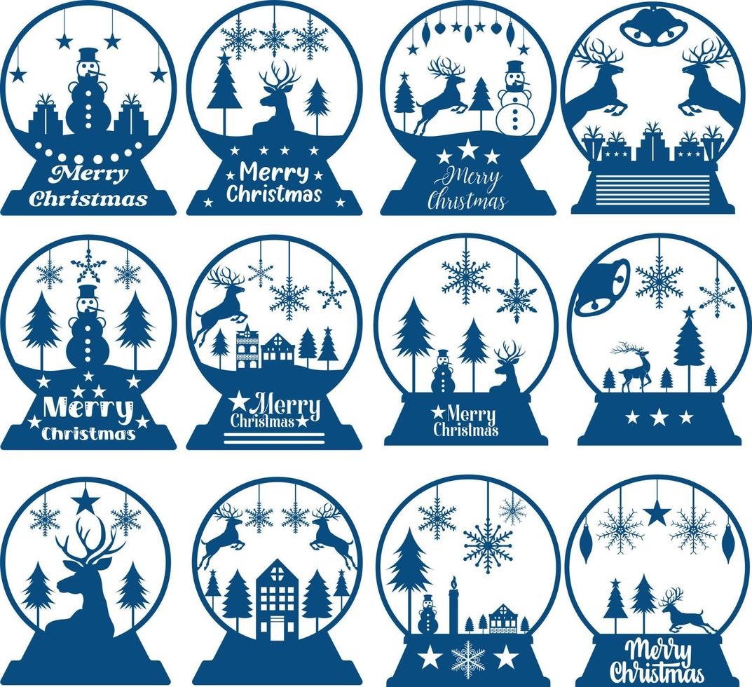 Christmas Snow Globe Paper Cut vector