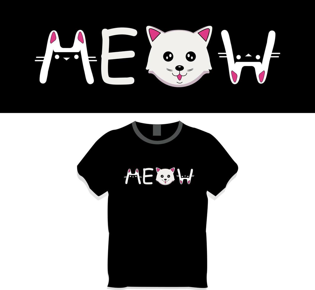 Meow, Cat Mom, Cat, and Pet Lover, Cute Cat T-shirt design vector