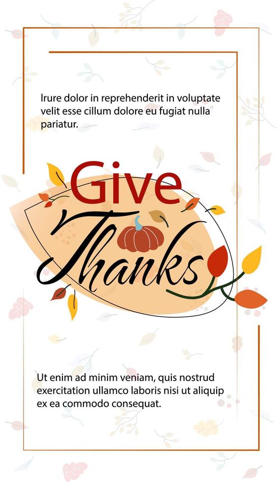 Thanksgiving day greeting card vector illustration with autumn leaves