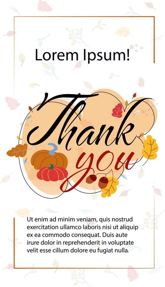 Thanksgiving day greeting card vector illustration with autumn leaves