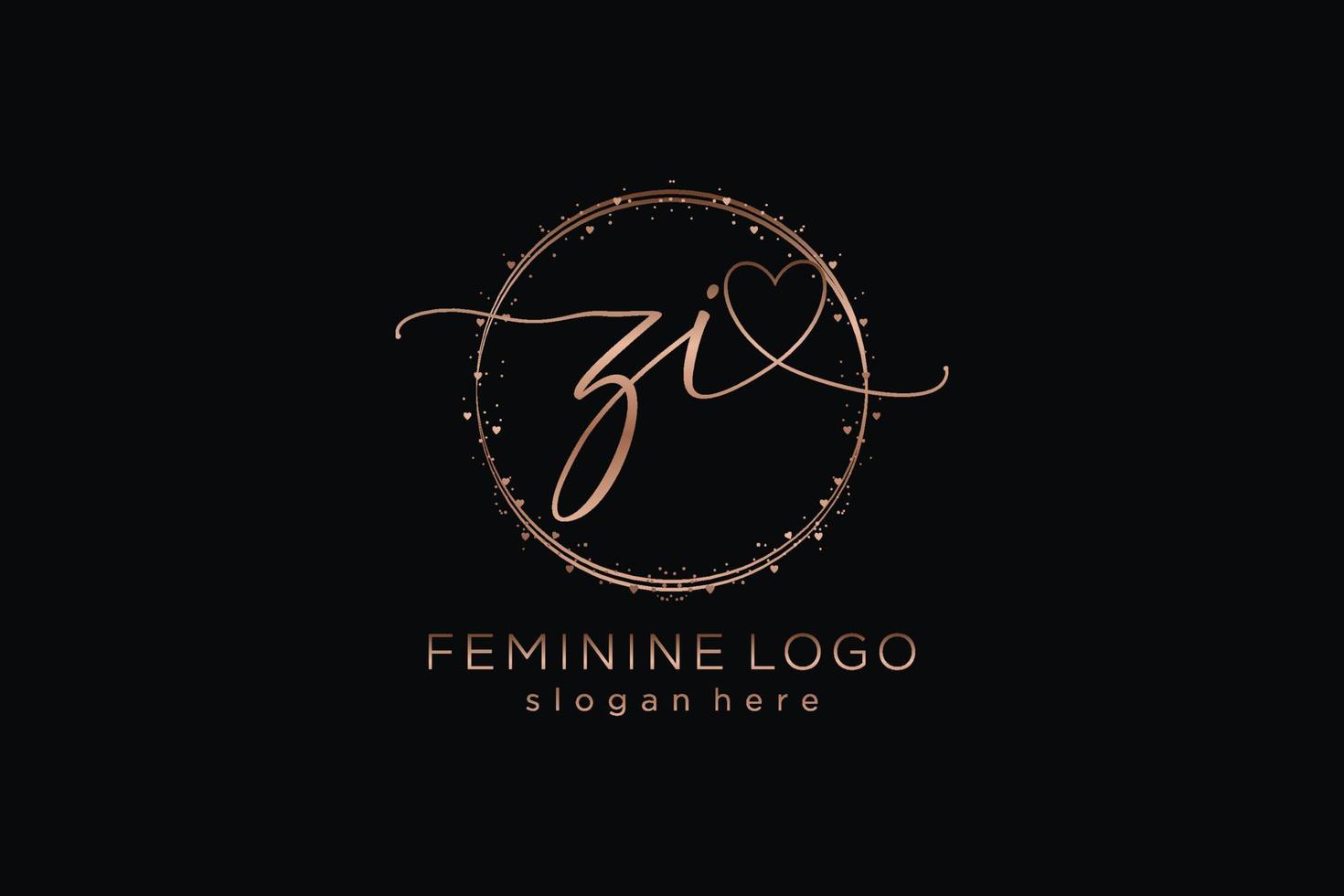 Initial ZI handwriting logo with circle template vector logo of initial wedding, fashion, floral and botanical with creative template.
