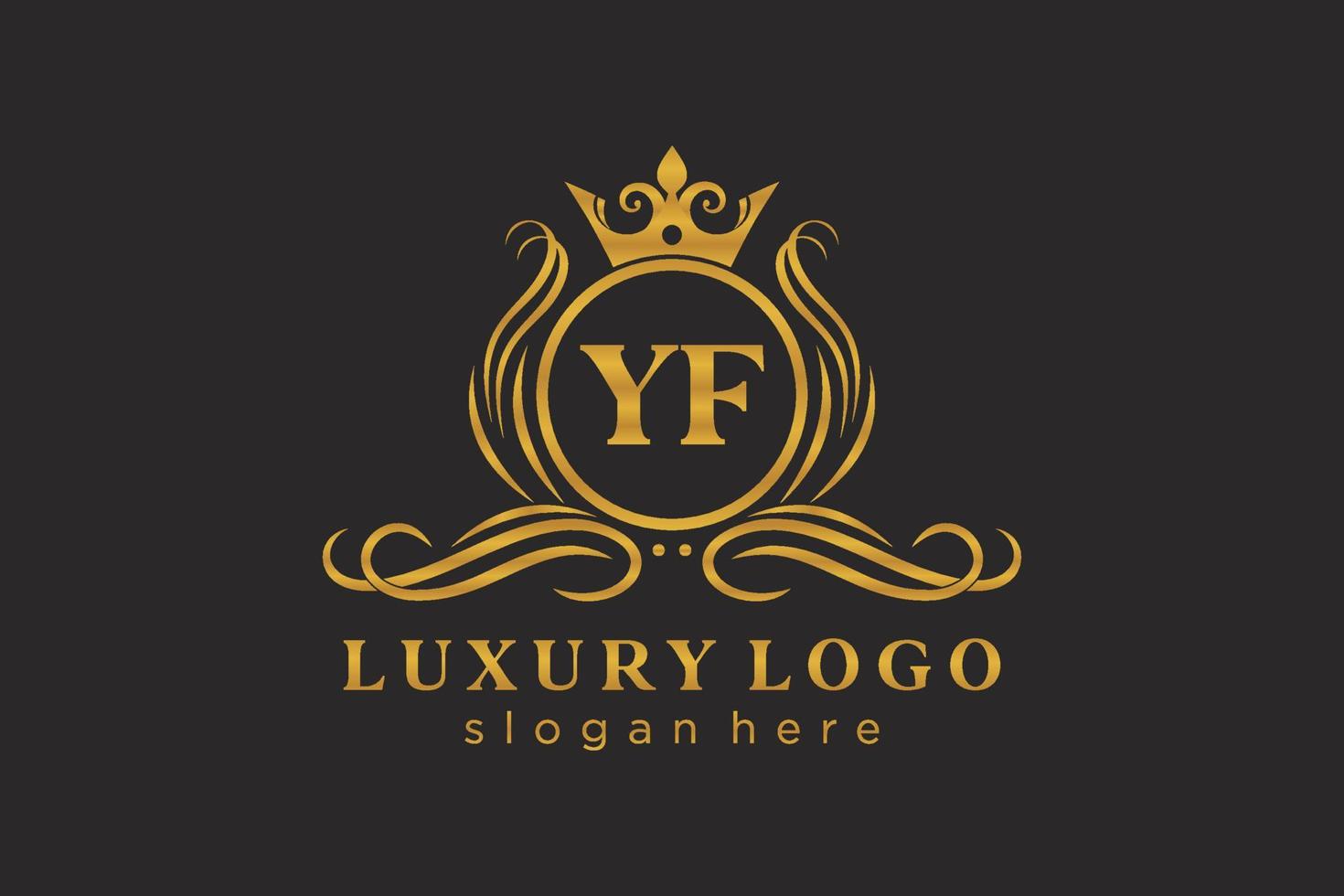 plantilla de logotipo de lujo real con letra yf inicial en arte vectorial para restaurante, realeza, boutique, café, hotel, heráldica, joyería, moda y otras ilustraciones vectoriales. vector