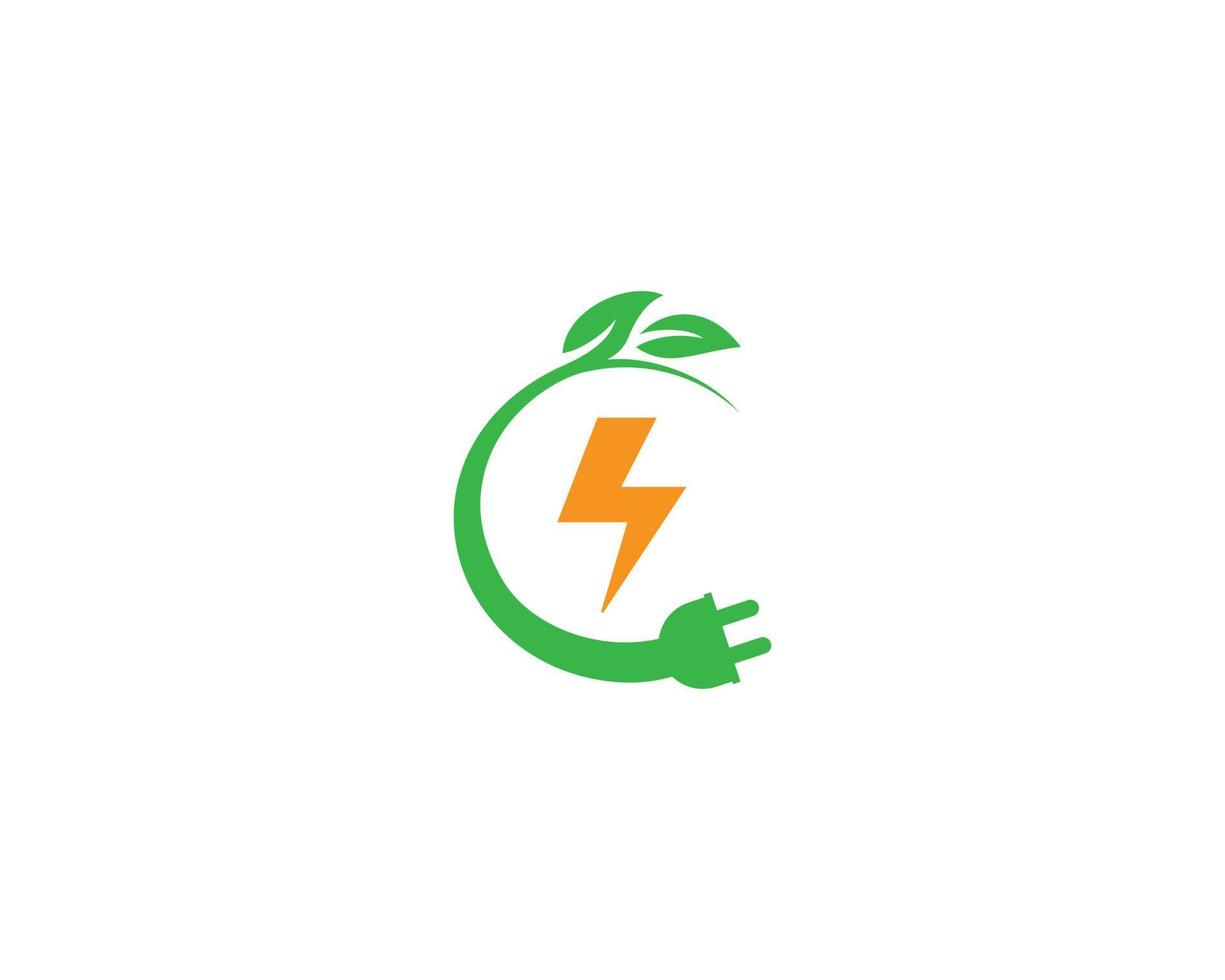 enchufe eléctrico de energía verde y plantilla de vector de diseño de logotipo de energía ecológica.
