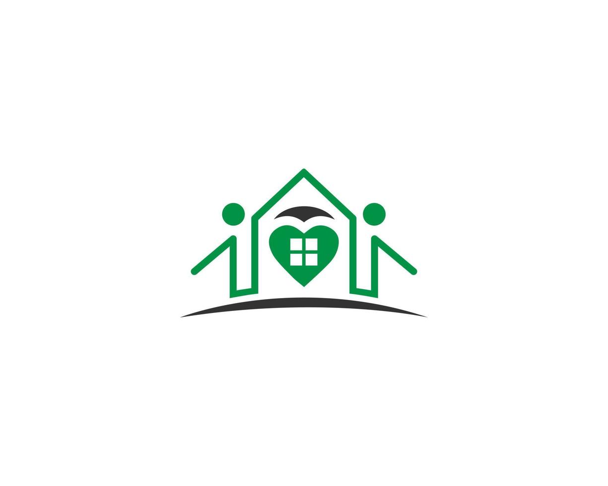 Simple Family Dream Home Logo Design With Love Hone Vector Icon Illustration.