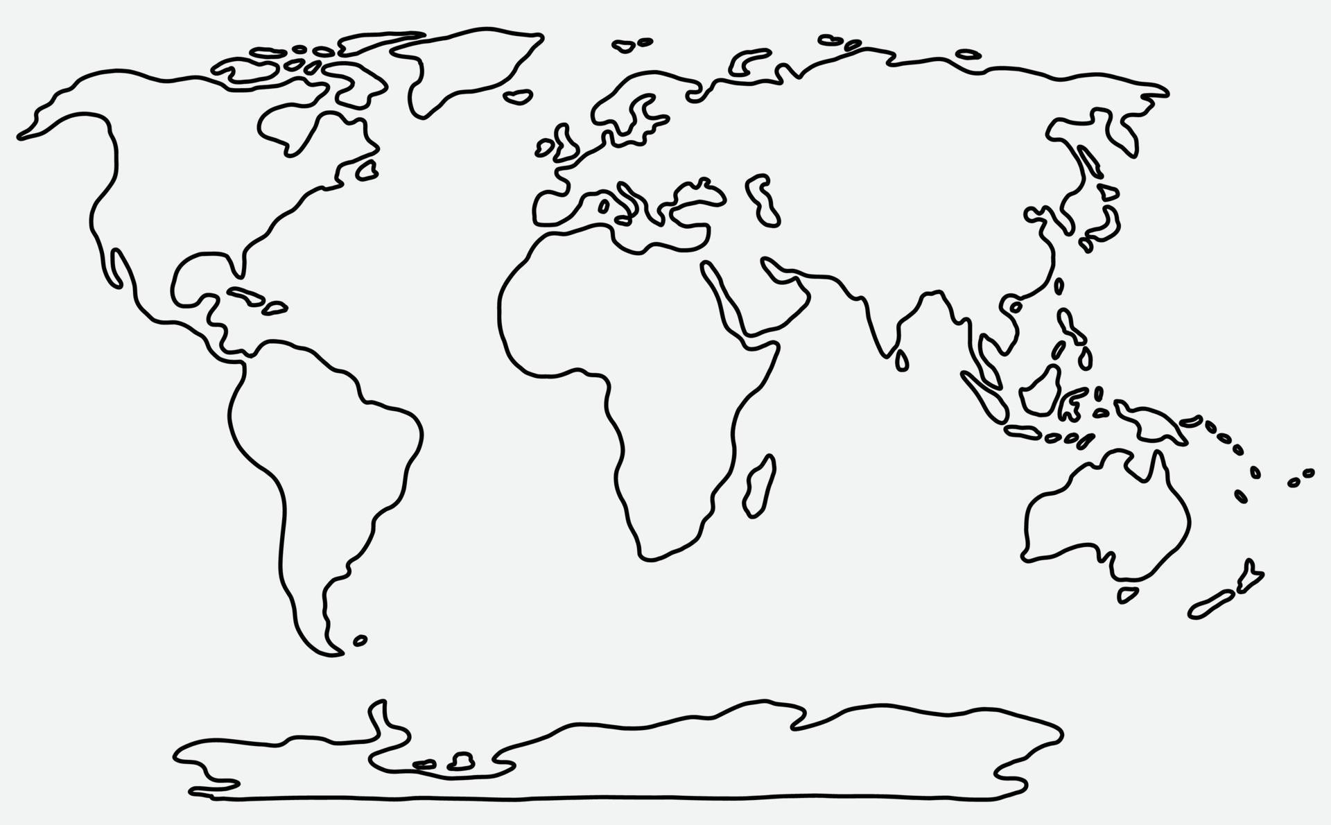 Freehand world map sketch on white background. 13318543 Vector Art at Vecteezy