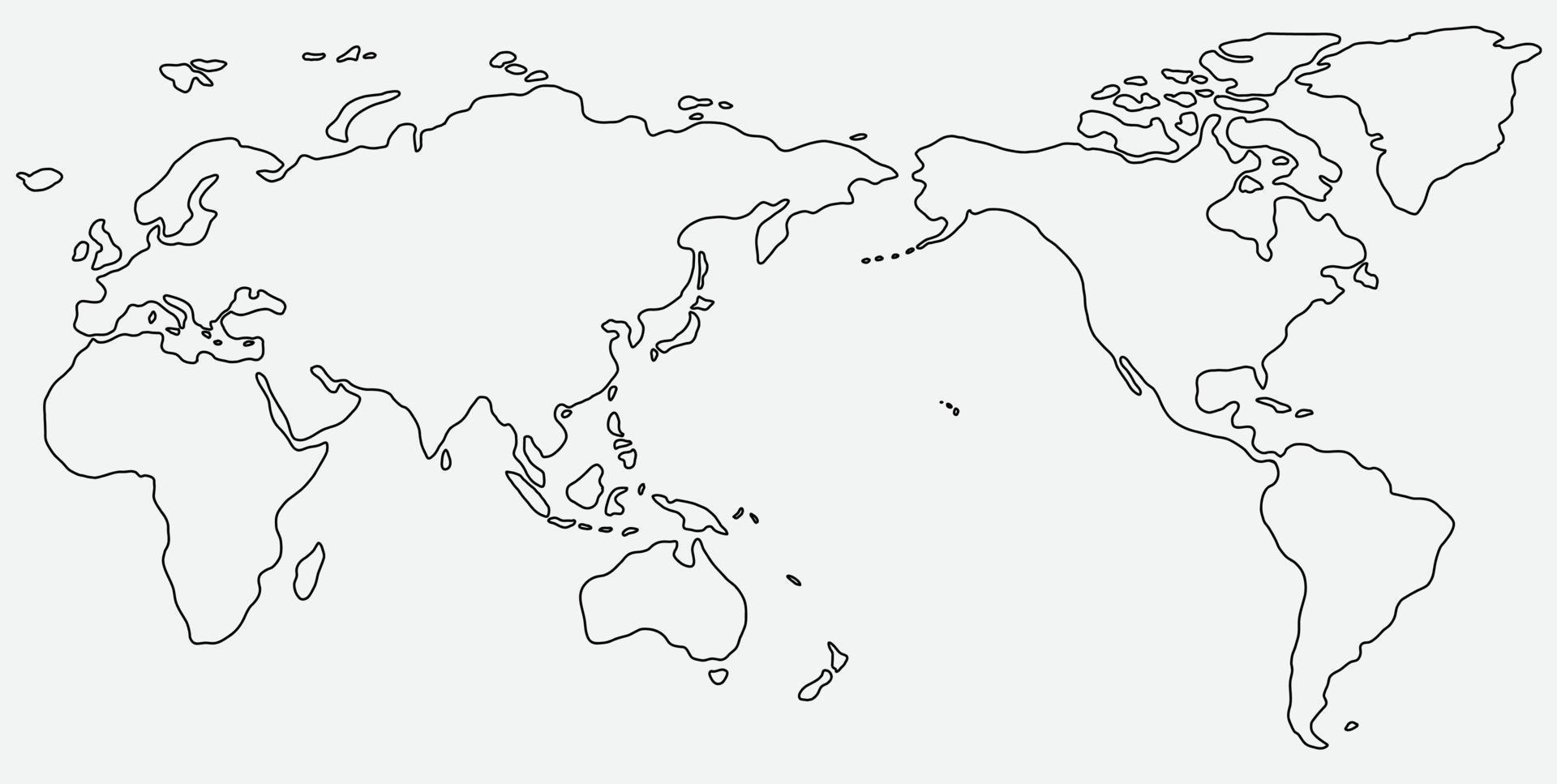 Bosquejo del mapa del mundo a mano alzada sobre fondo blanco. vector