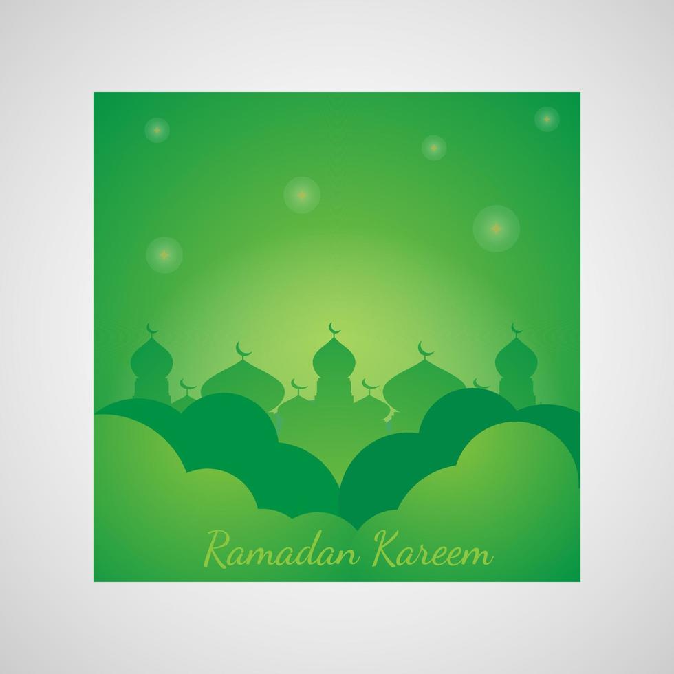 wallpaper to welcome Ramadan with green color and there is a mosque. vector