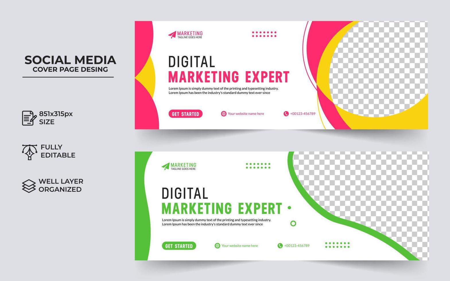 Digital marketing social media cover banner template, Creative business cover and banner vector desing