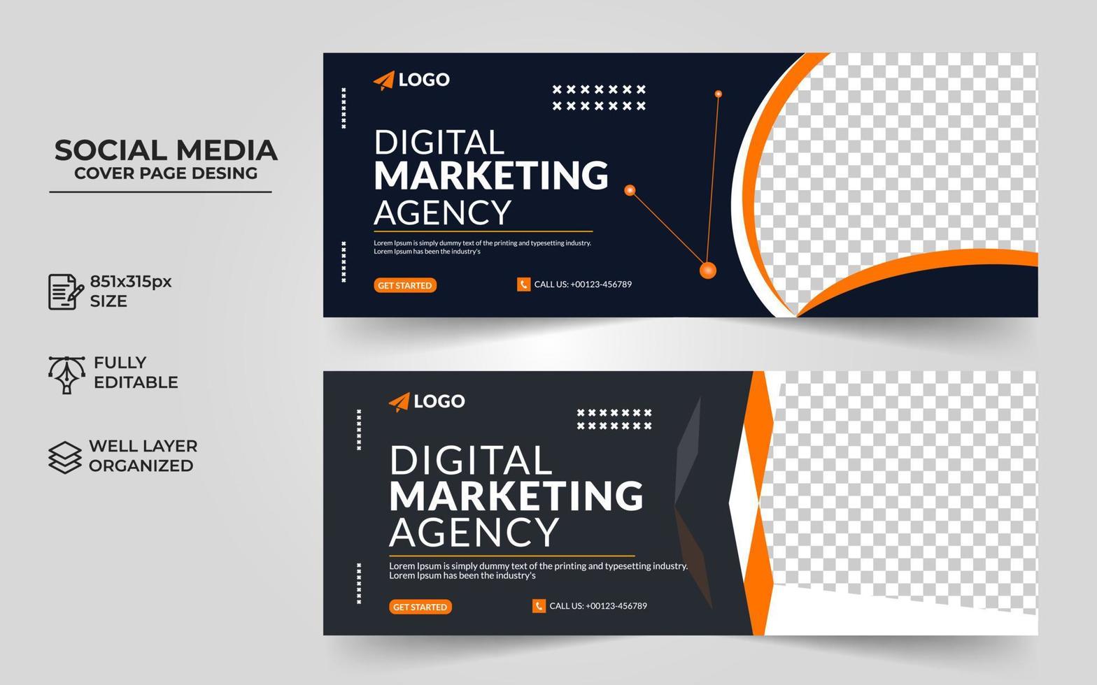 Digital marketing social media cover banner template, Creative business cover and banner vector desing