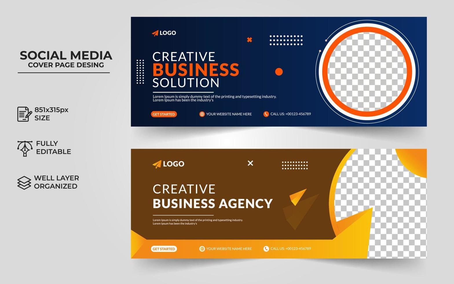 business social media facebook cover banner template, professional business social cover vector design