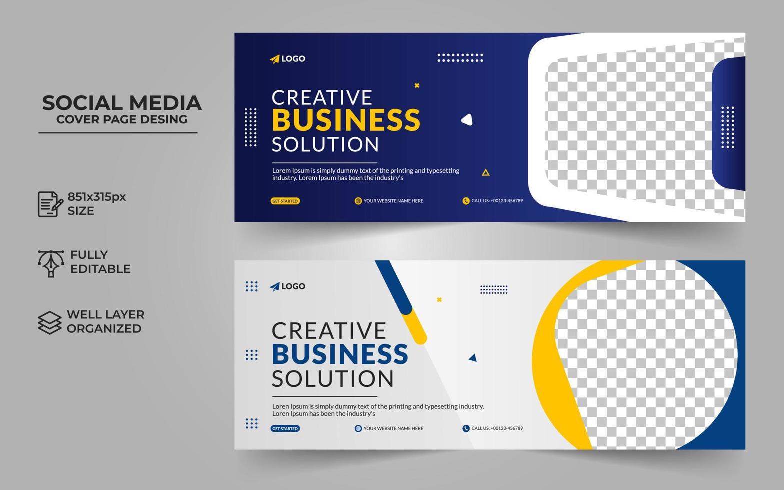 business social media facebook cover banner template, professional business social cover vector design