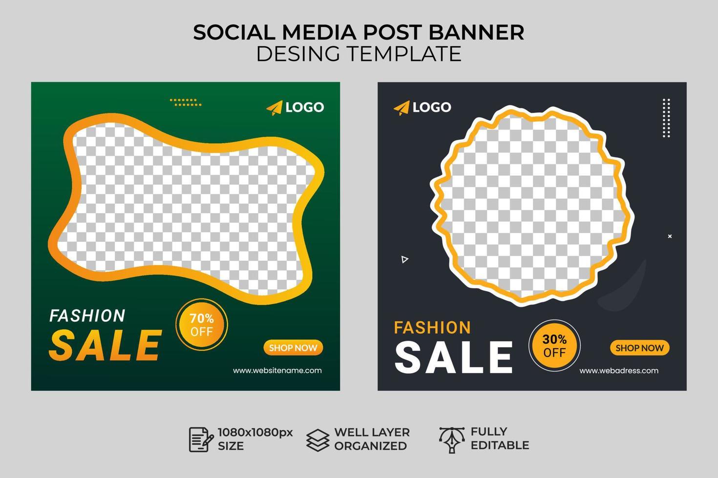 plantilla de banner de publicación de redes sociales de venta de moda vector