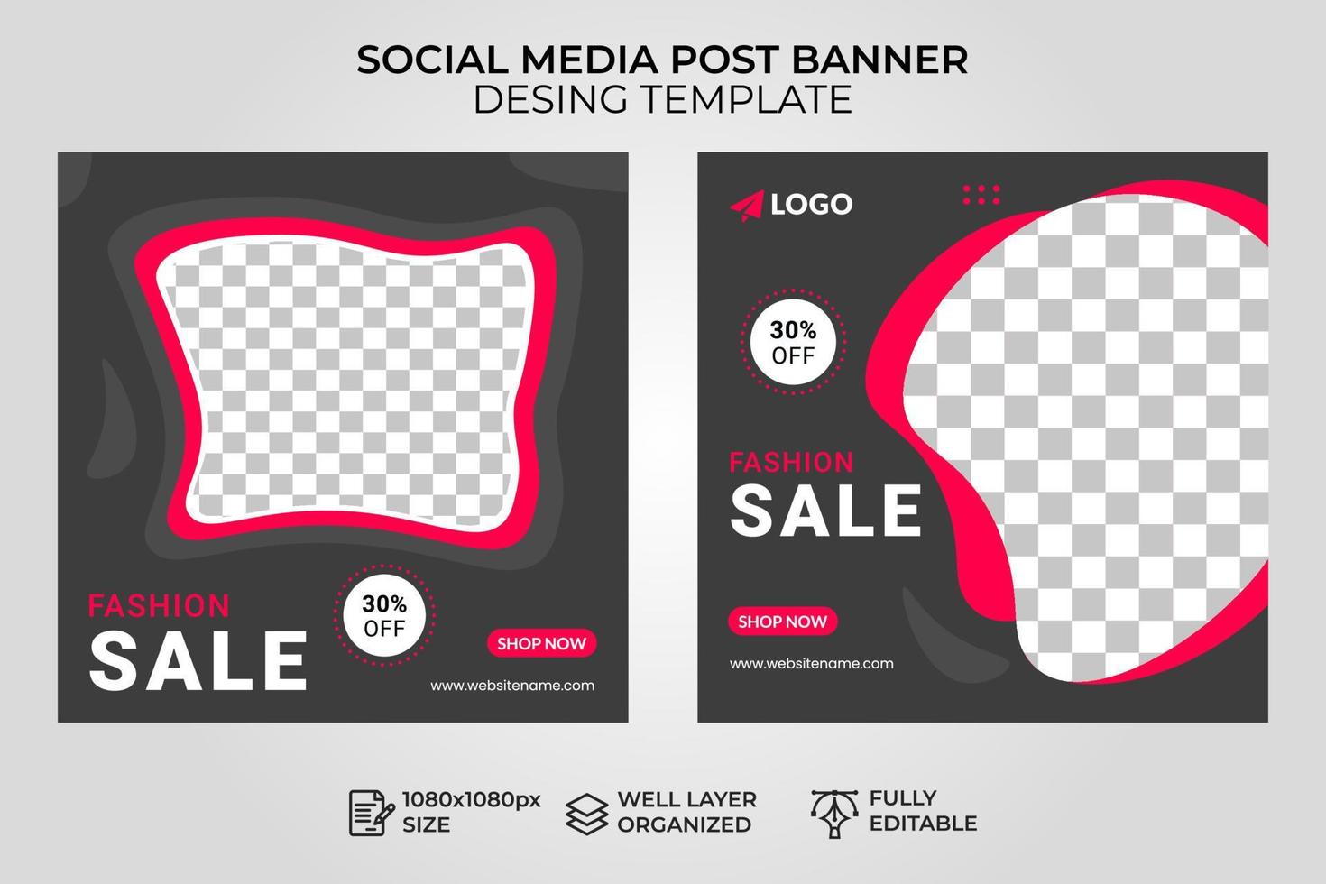 fashion sale social media post banner template vector