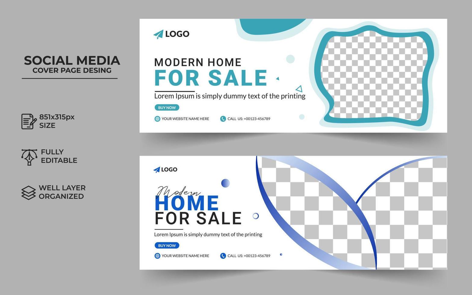 Real estate home rent sale social media post facebook cover banner template and web ad banner vector desing